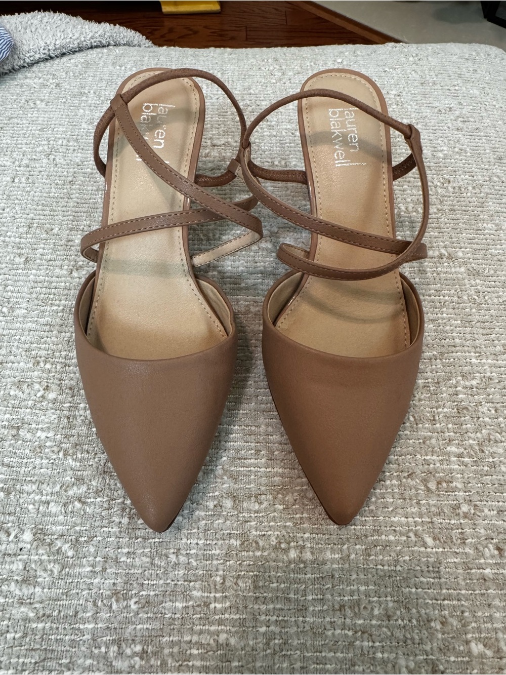 Lauren Blakwell Tan Pointed Strappy Flat Sandals